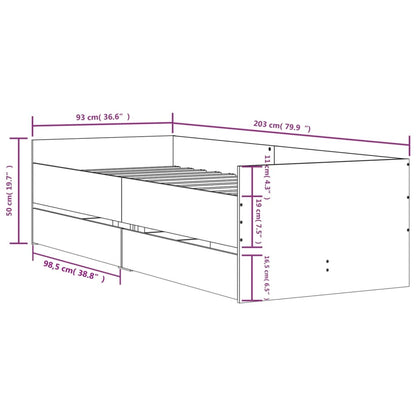 Giroletto con Cassetti Rovere Fumo 90x200 cm - homemem39