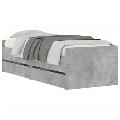 Giroletto con Cassetti Grigio Cemento 75x190 cm Small Single - homemem39