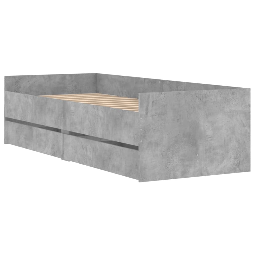 Giroletto con Cassetti Grigio Cemento 75x190 cm Small Single - homemem39