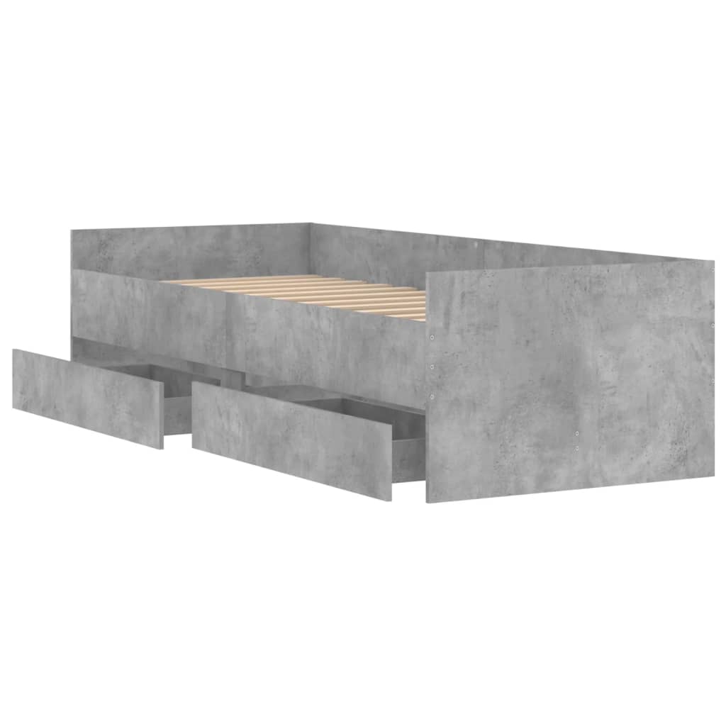 Giroletto con Cassetti Grigio Cemento 75x190 cm Small Single - homemem39