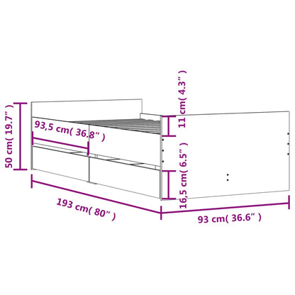 Giroletto con Cassetti Grigio Cemento 90x190 cm - homemem39