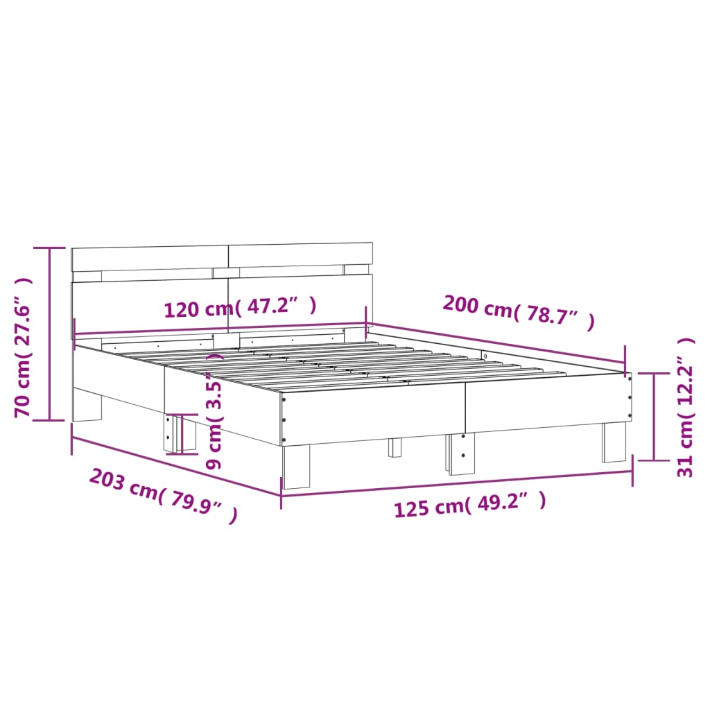 Giroletto con Testiera Bianco 120x200 cm in Legno Multistrato - homemem39