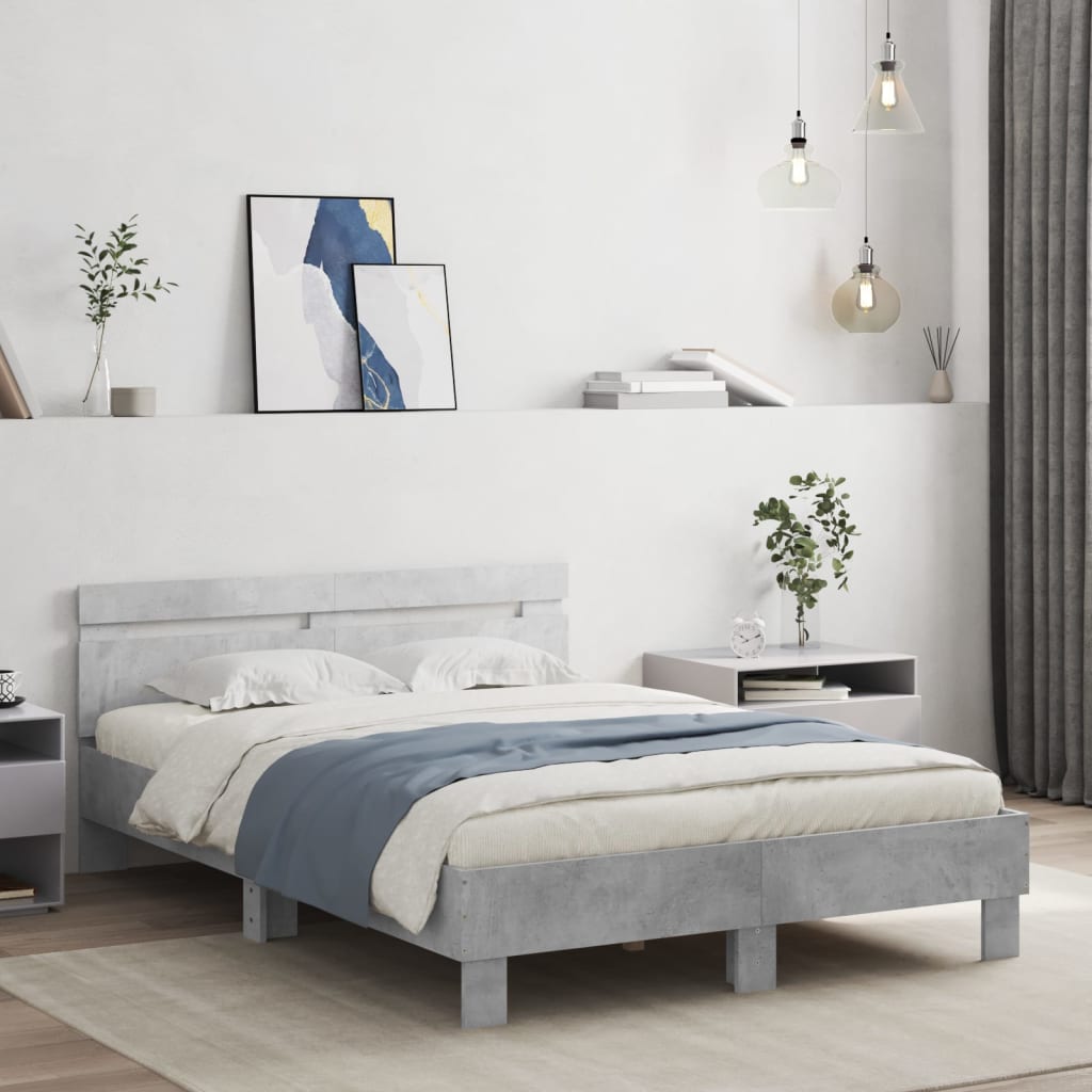 Giroletto Testiera Grigio Cemento 135x190 cm Legno Multistrato - homemem39