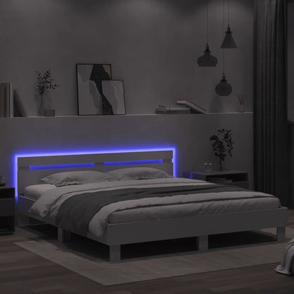 Giroletto con Testiera e LED Bianco 200x200 cm - homemem39