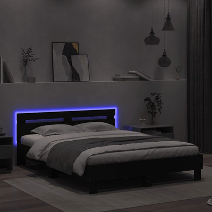 Giroletto con Testiera e LED Nero 150x200 cm - homemem39