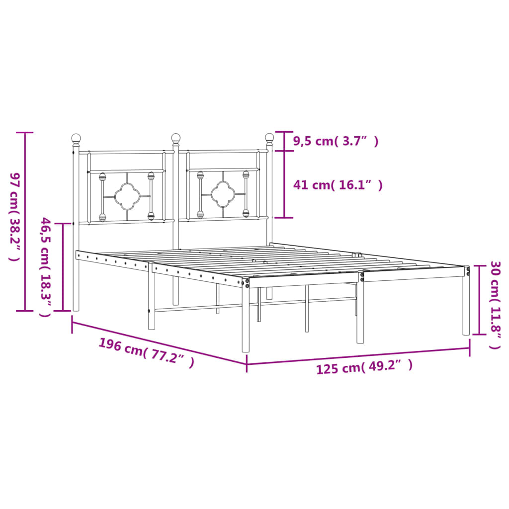 Giroletto con Testiera in Metallo Nero 120x190 cm - homemem39