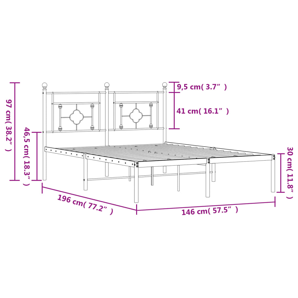 Giroletto con Testiera in Metallo Nero 140x190 cm - homemem39