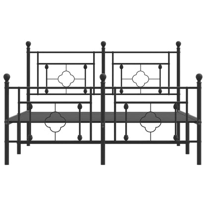 Giroletto con Testiera e Pediera Metallo Nero 135x190 cm - homemem39