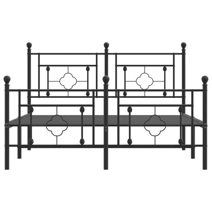 Giroletto con Testiera e Pediera Metallo Nero 140x190 cm - homemem39