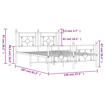 Giroletto con Testiera e Pediera Metallo Bianco 140x200 cm - homemem39