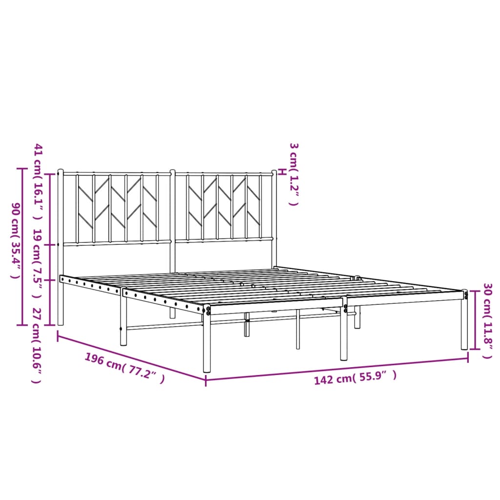 Giroletto con Testiera in Metallo Nero 135x190 cm - homemem39