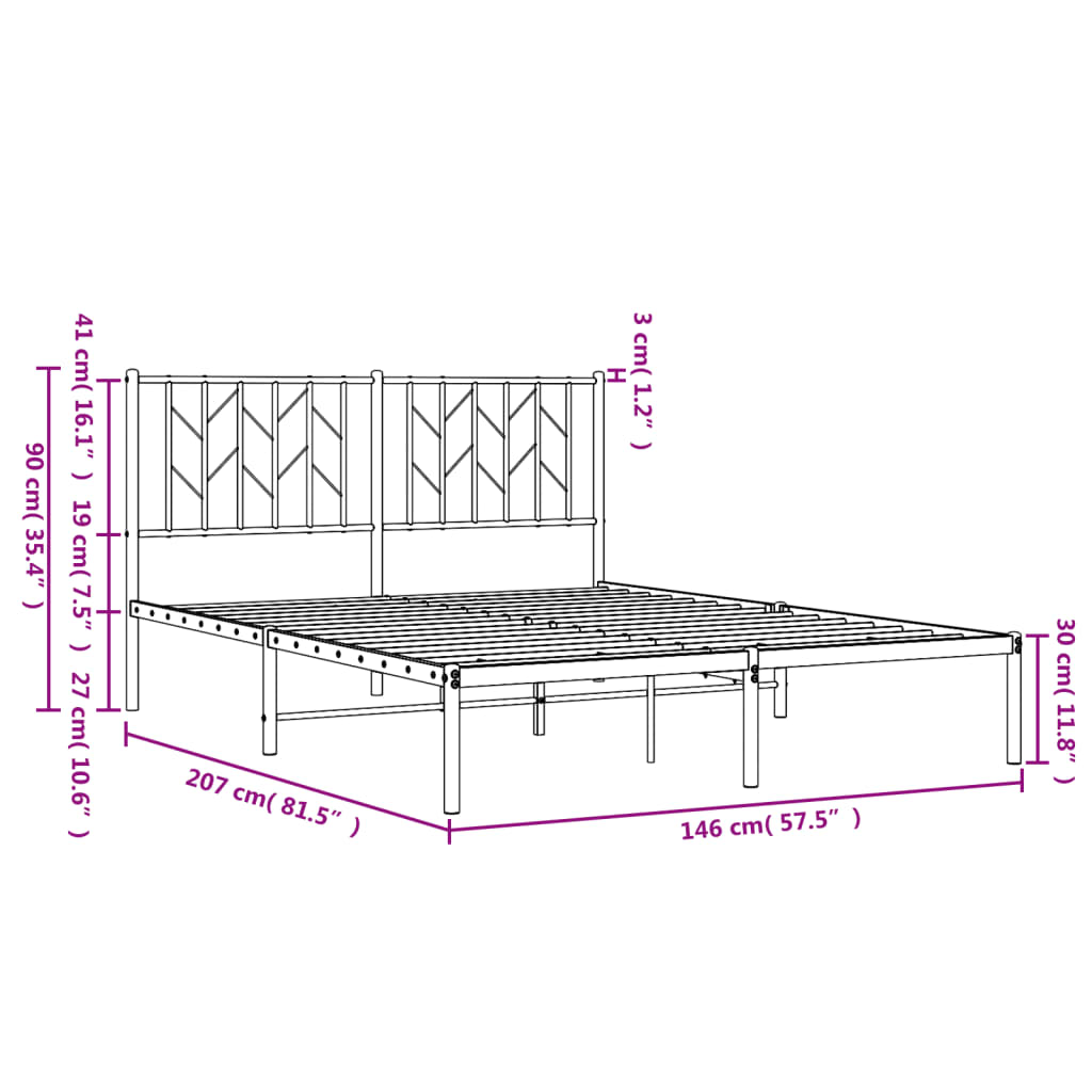 Giroletto con Testiera in Metallo Nero 140x200 cm - homemem39