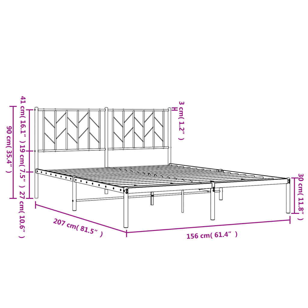 Giroletto con Testiera in Metallo Nero 150x200 cm - homemem39