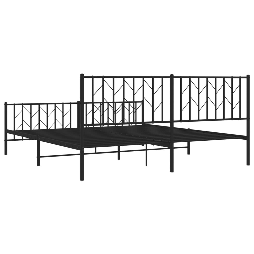 Giroletto con Testiera e Pediera Metallo Nero 183x213 cm - homemem39