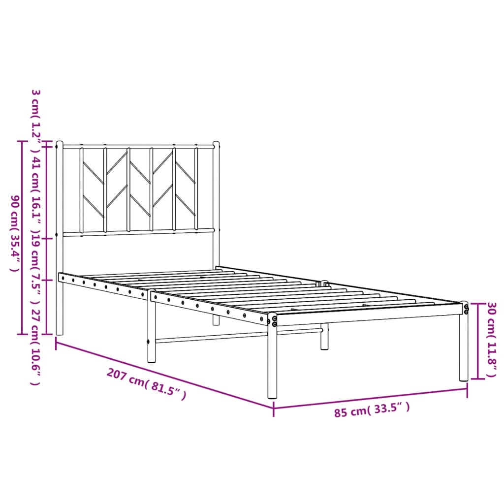 Giroletto con Testiera Metallo Bianco 80x200 cm - homemem39