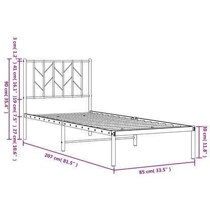 Giroletto con Testiera Metallo Bianco 80x200 cm - homemem39