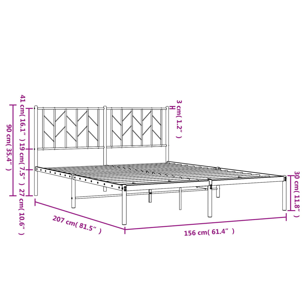 Giroletto con Testiera Metallo Bianco 150x200 cm - homemem39