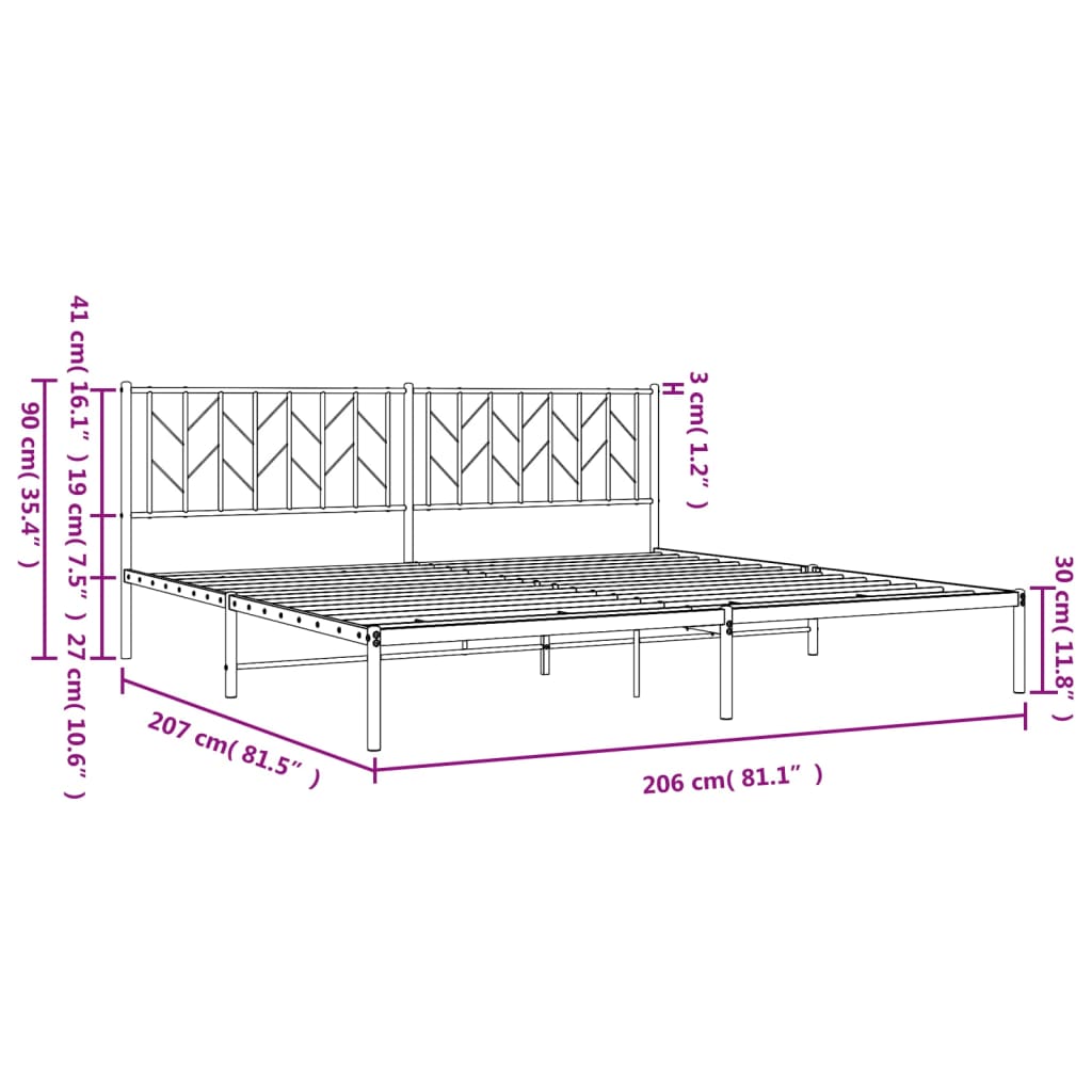 Giroletto con Testiera Metallo Bianco 200x200 cm - homemem39