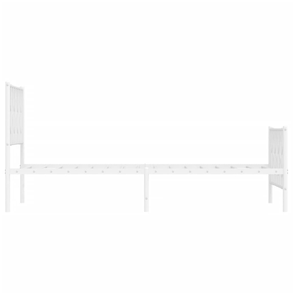 Giroletto con Testiera e Pediera Metallo Bianco 100x200 cm - homemem39