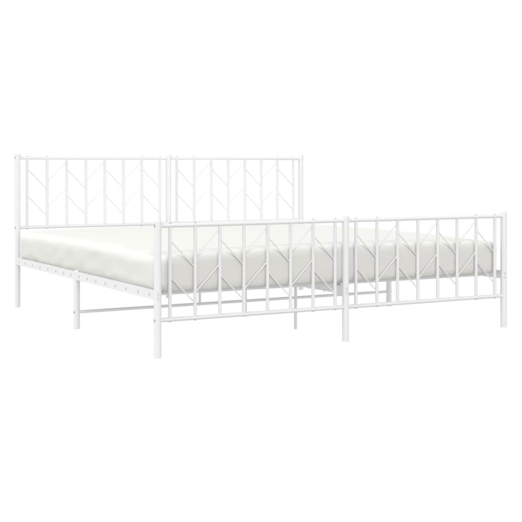 Giroletto con Testiera e Pediera Metallo Bianco 193x203 cm - homemem39