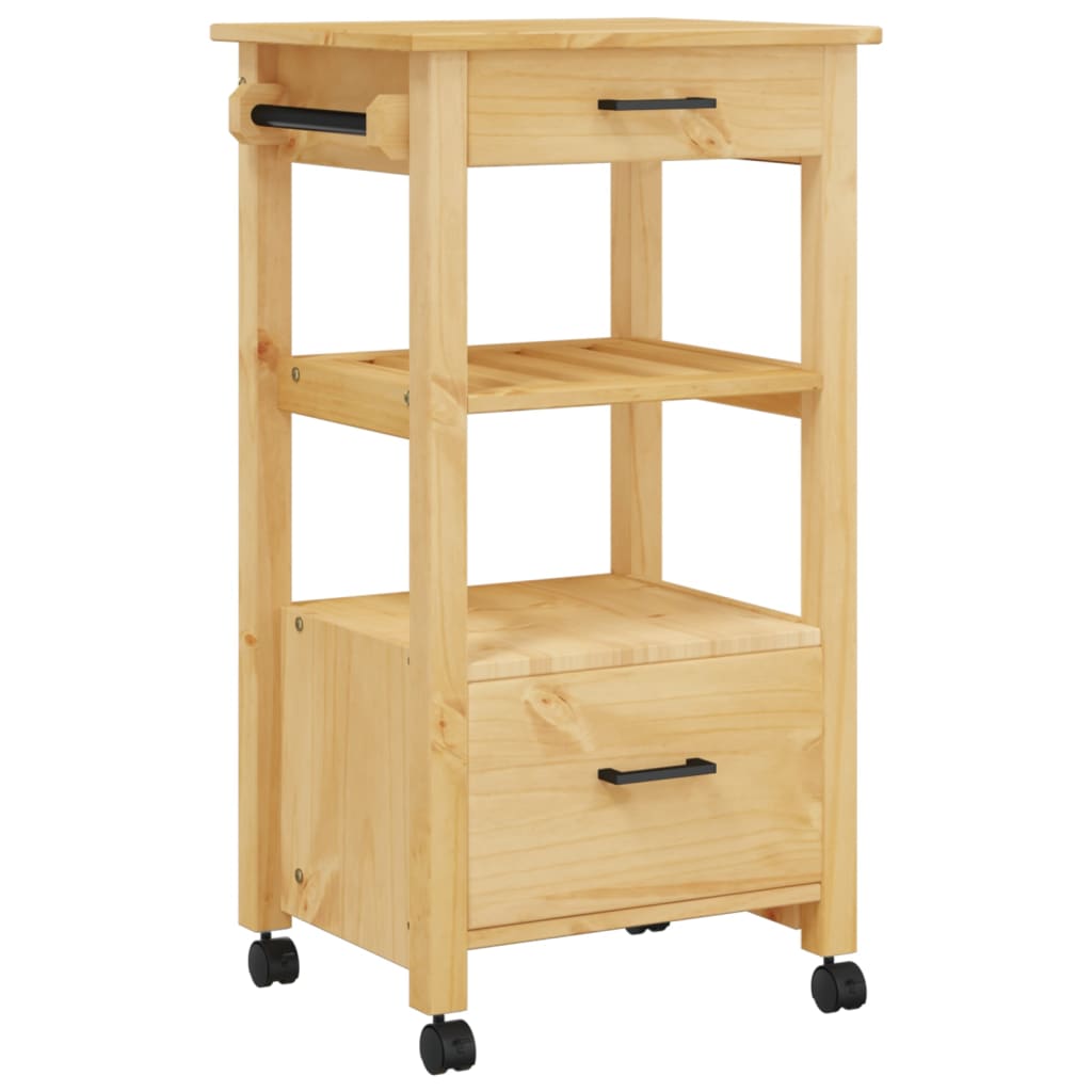 Carrello da Cucina MONZA 48x40x90 cm in Legno Massello di Pino - homemem39