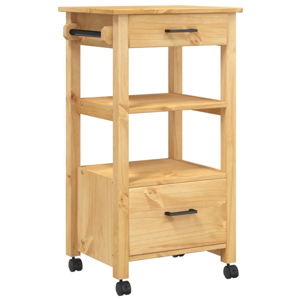 Carrello da Cucina MONZA 48x40x90 cm in Legno Massello di Pino - homemem39