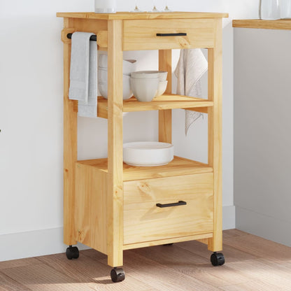 Carrello da Cucina MONZA 48x40x90 cm in Legno Massello di Pino - homemem39