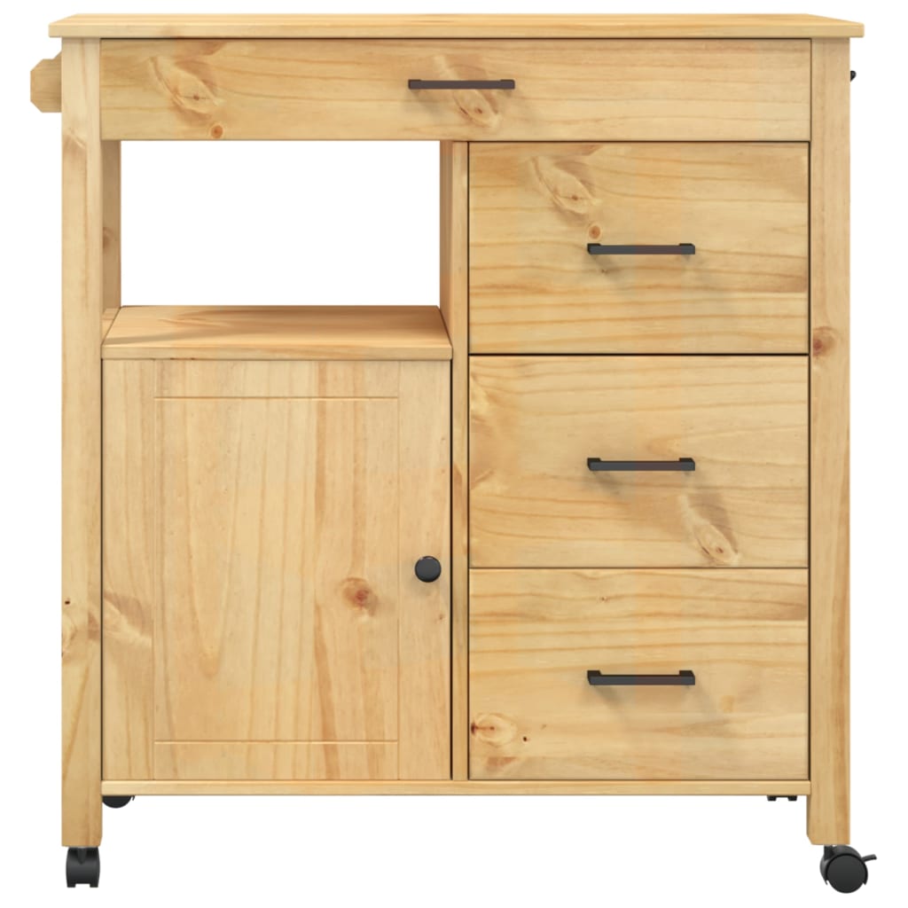 Carrello da Cucina MONZA 84x40x90 cm in Legno Massello di Pino - homemem39