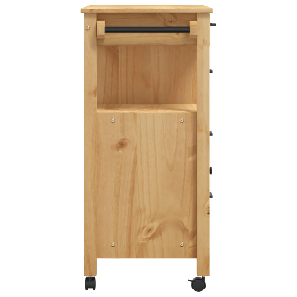 Carrello da Cucina MONZA 84x40x90 cm in Legno Massello di Pino - homemem39