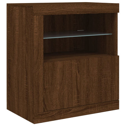 Credenza con Luci LED Rovere Marrone 60,5x37x67 cm - homemem39