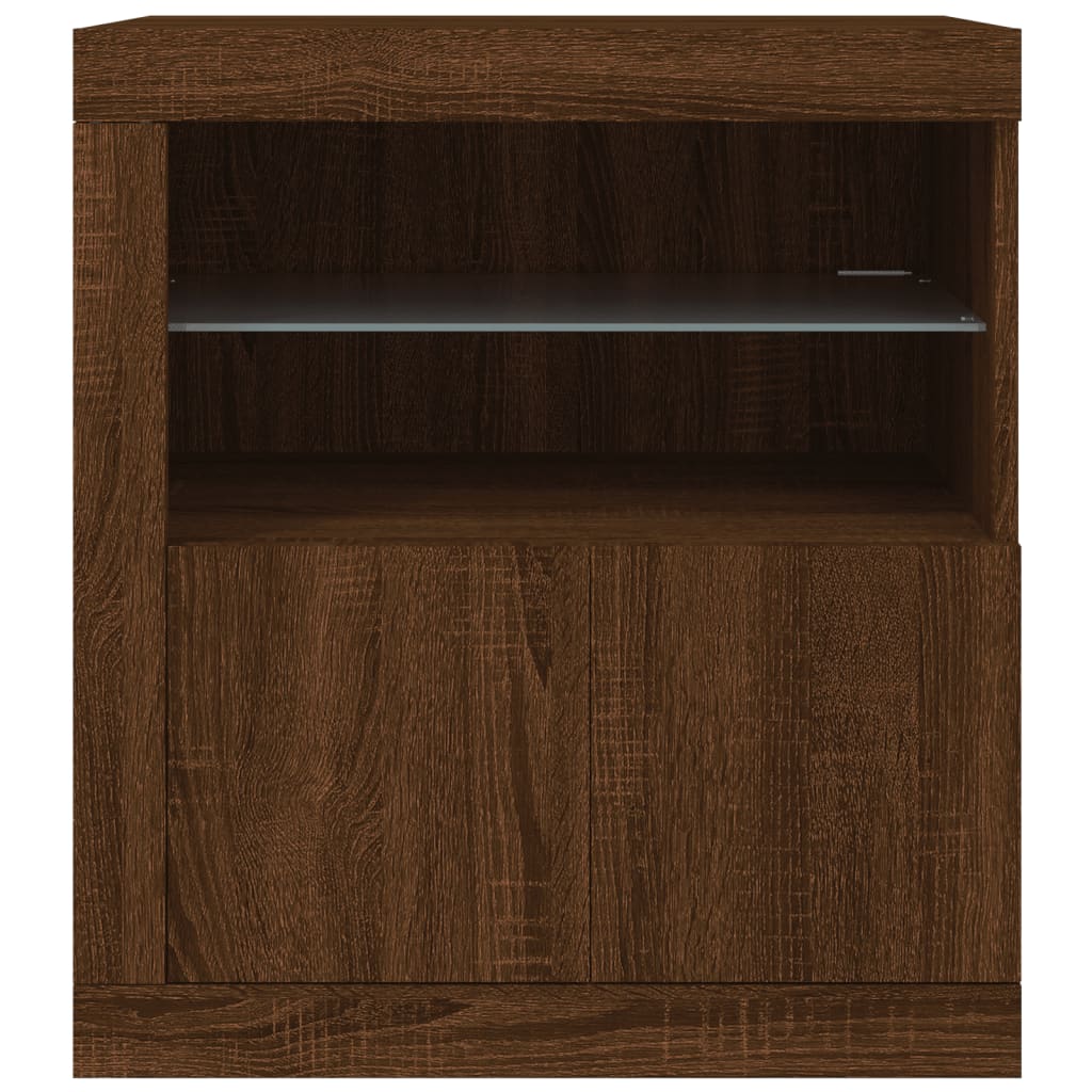 Credenza con Luci LED Rovere Marrone 60,5x37x67 cm - homemem39