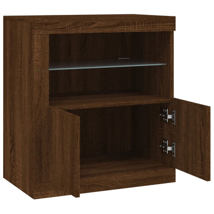 Credenza con Luci LED Rovere Marrone 60,5x37x67 cm - homemem39