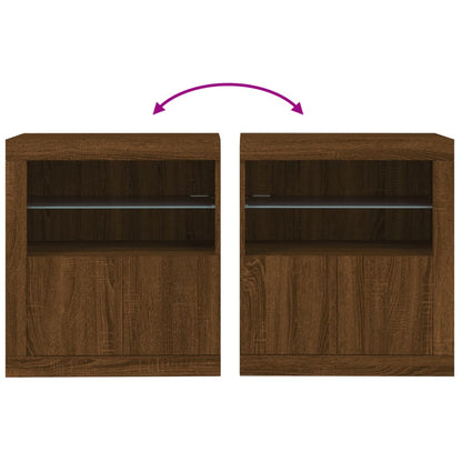 Credenza con Luci LED Rovere Marrone 60,5x37x67 cm - homemem39