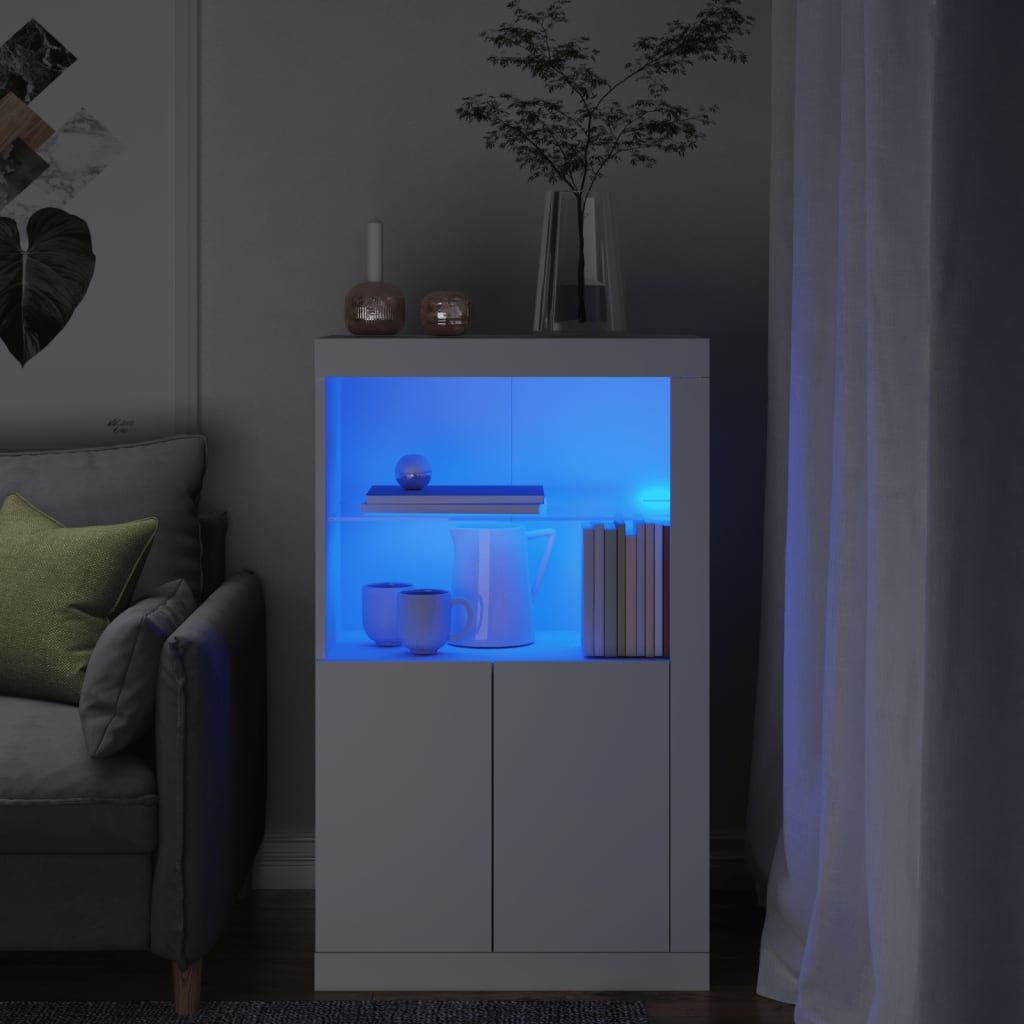 Armadietto con Luci LED Bianco in Legno Multistrato - homemem39