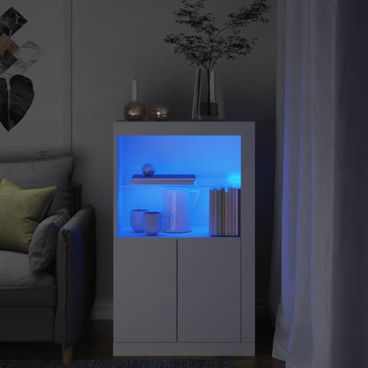 Armadietto con Luci LED Bianco in Legno Multistrato - homemem39