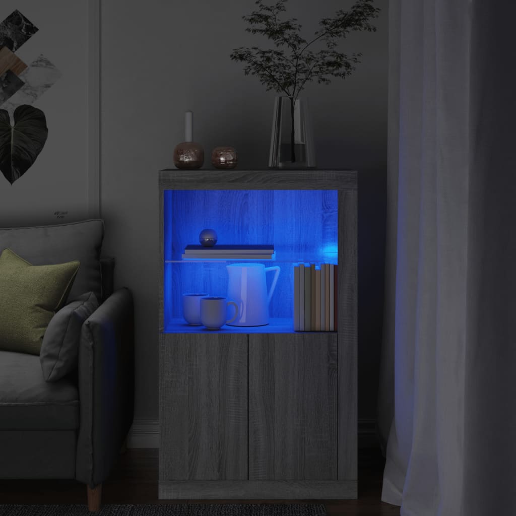 Armadietto con Luci LED Grigio Sonoma in Legno Multistrato - homemem39