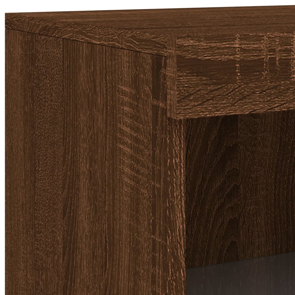 Armadietto con Luci LED Rovere Marrone in Legno Multistrato - homemem39