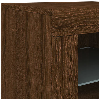 Armadietto con Luci LED Rovere Marrone in Legno Multistrato - homemem39