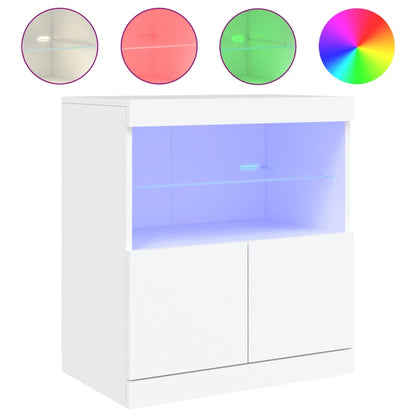 Credenza con Luci LED Bianca 60x37x67 cm - homemem39