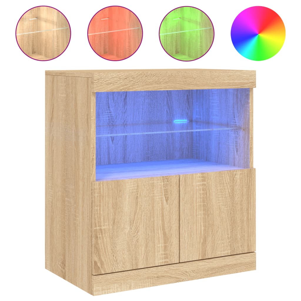 Credenza con Luci LED Rovere Sonoma 60x37x67 cm - homemem39