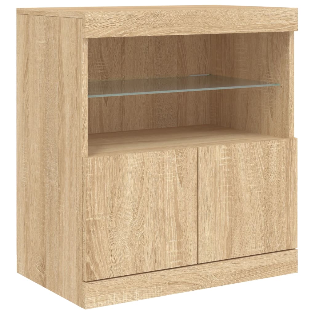 Credenza con Luci LED Rovere Sonoma 60x37x67 cm - homemem39