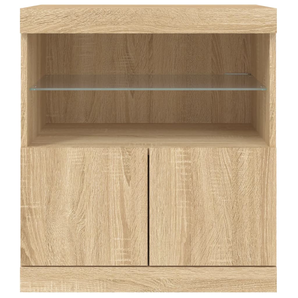 Credenza con Luci LED Rovere Sonoma 60x37x67 cm - homemem39