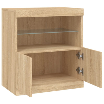 Credenza con Luci LED Rovere Sonoma 60x37x67 cm - homemem39