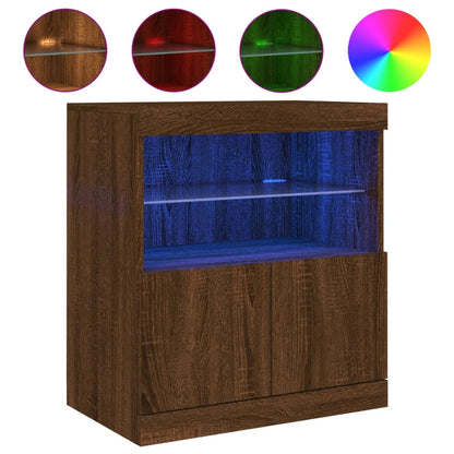 Credenza con Luci LED Rovere Marrone 60x37x67 cm - homemem39