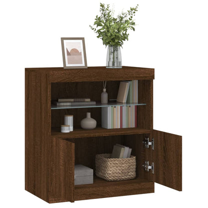 Credenza con Luci LED Rovere Marrone 60x37x67 cm - homemem39