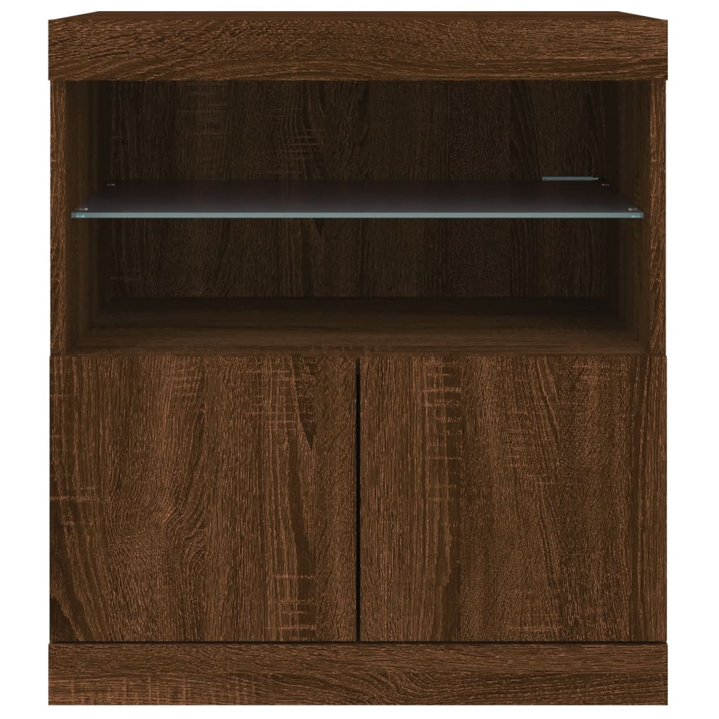 Credenza con Luci LED Rovere Marrone 60x37x67 cm - homemem39