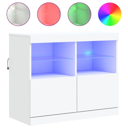 Credenza con Luci LED Bianca 81x37x67 cm - homemem39