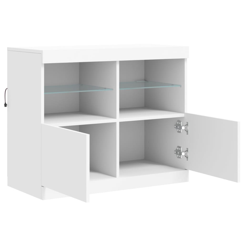 Credenza con Luci LED Bianca 81x37x67 cm - homemem39