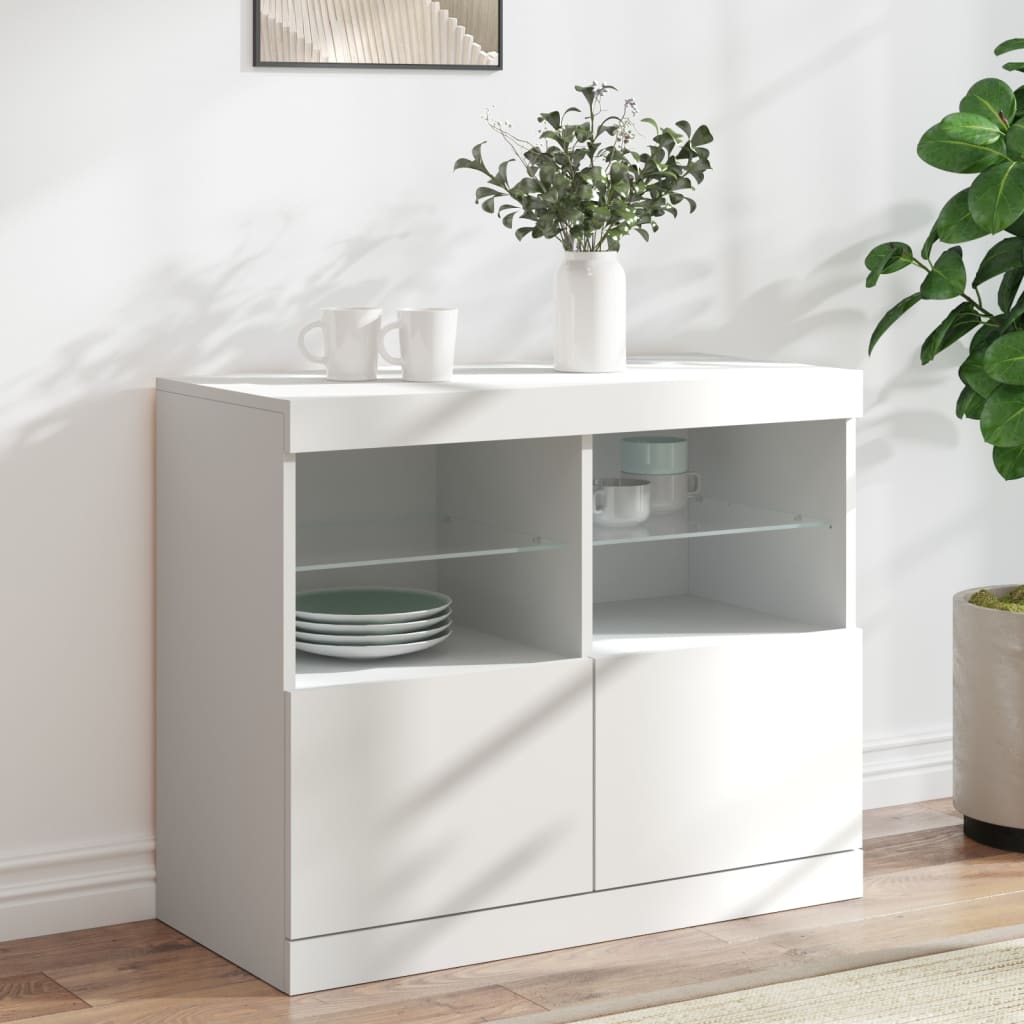 Credenza con Luci LED Bianca 81x37x67 cm - homemem39