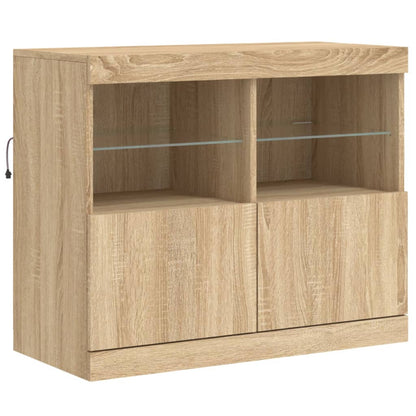 Credenza con Luci LED Rovere Sonoma 81x37x67 cm - homemem39